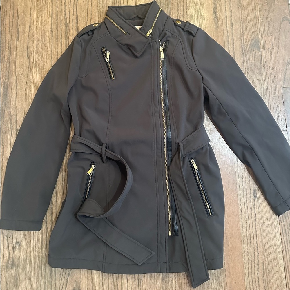 Michael Kors Soft Shell Brown Jacket with Black and Gold Accents-Size Medium